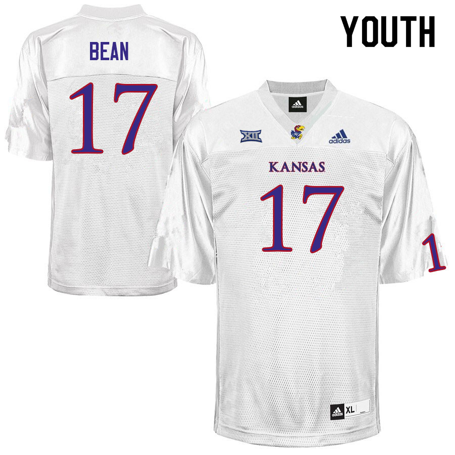 Youth #17 Jason Bean Kansas Jayhawks College Football Jerseys Sale-White - Click Image to Close